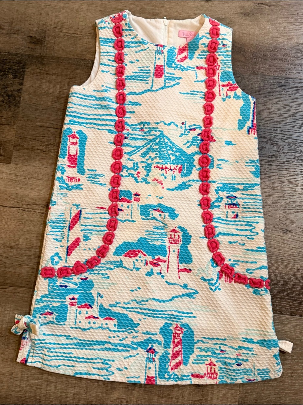 Lilly Pulitzer Girls Size 10 Shift Dress Nautical “Watch Out” Lighthouse Print